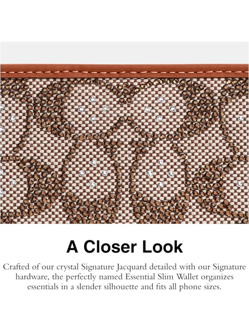 New Coach Signature Canvas Crystal Signature Jacquard Essential Slim Wallet - Picture 4 of 6